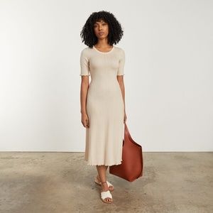 ✨NWT✨ EVERLANE The Open Back Rib Dress in Parchment Sz M